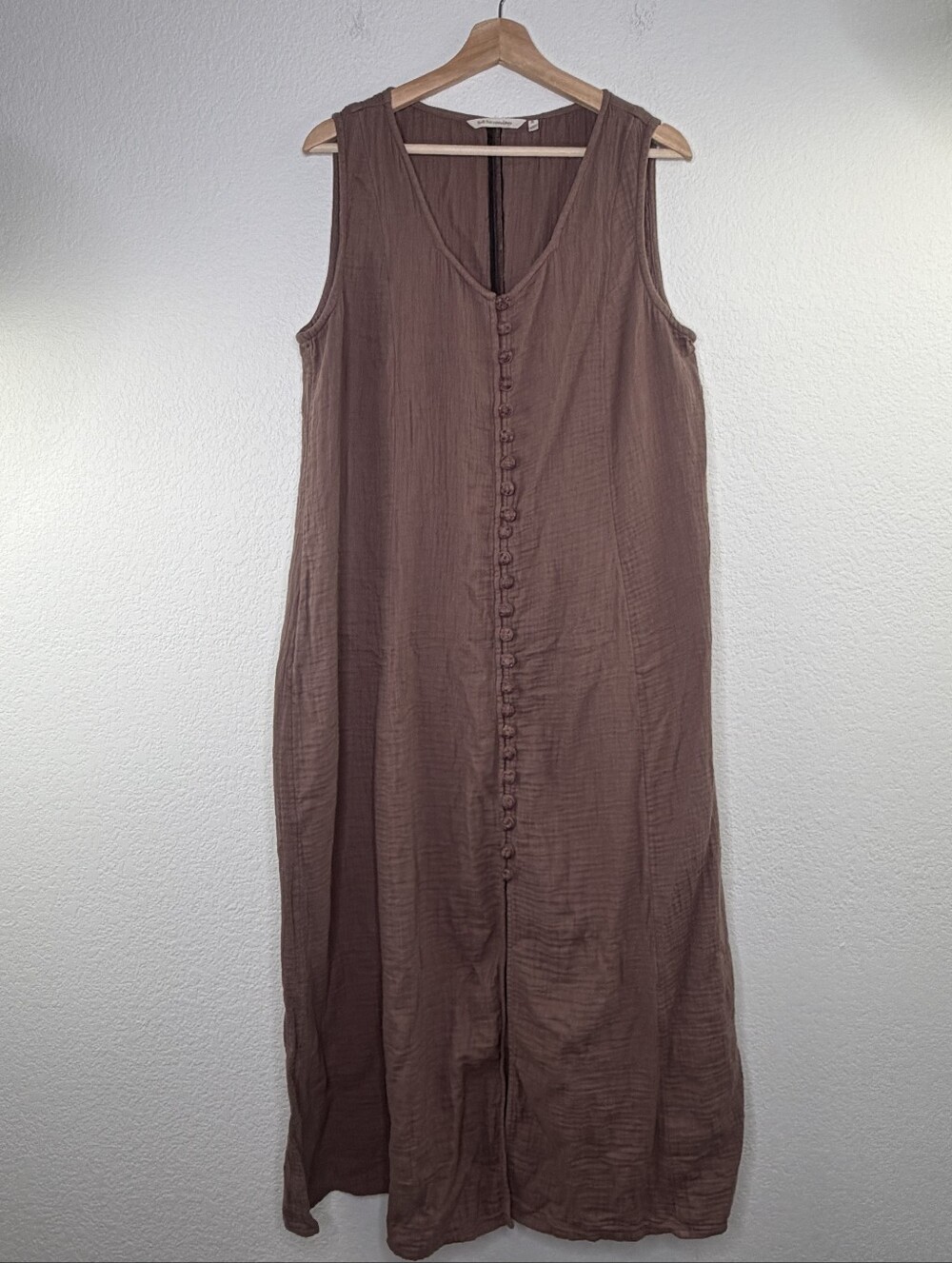 Soft Surroundings Samora mocha brown Gauze V-neckline maxi dress XL